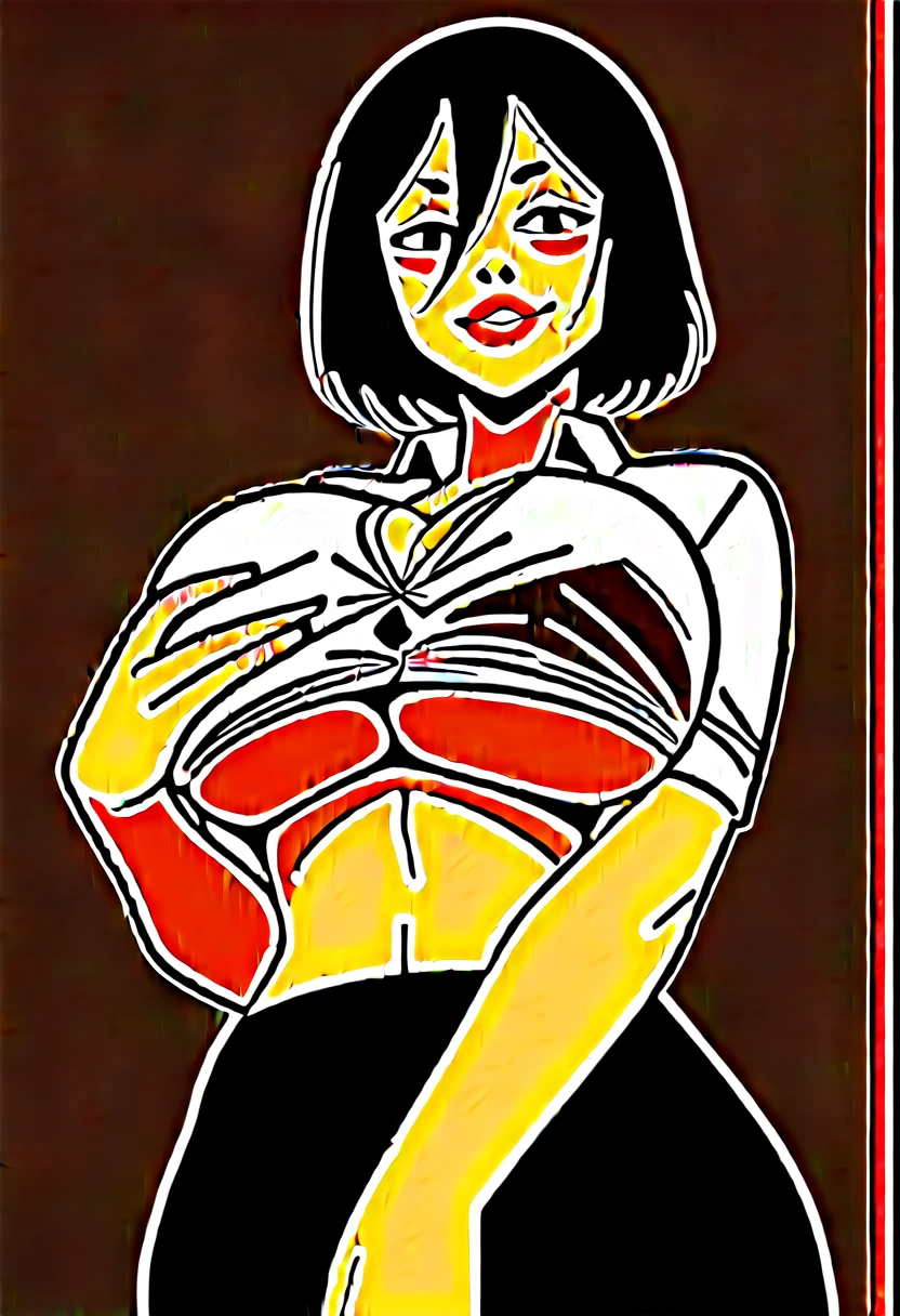 score_9, score_8_up, score_8, score_9, 1girl, mikasa ackerman, big lashes, eye liner, solo , teacher, white shirt, tied shirt, classroom, provocative face, naughty face, smile, huge breasts, smile, very big breasts, big lips, naughty face, smile, blushing, slutty teacher custome, underboob cut, knotted shirt, grabbing one breast, , breasts squeezing together, looking at the viewer, from below, pencil skirt, caressing viewer crotch,