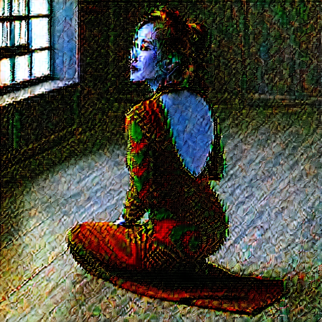 Realistic, high quality, Chinese woman wearing a maxi bodycon dress, knit dress, seated on knees on floor, bending over,  rear view 