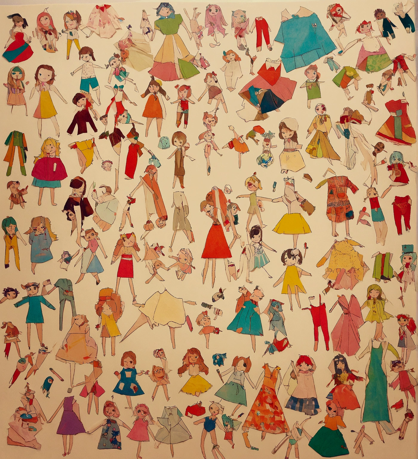there is a photo of a paper doll with a toothbrush and toothpaste, by Amélia Peláez, children's artwork, por Dóra Kresztes, cutting and gluing collage, by Ingrida Kadaka, violet polsangi pop art, paper collage cutout, by Emma Rios, Detailed dress and face