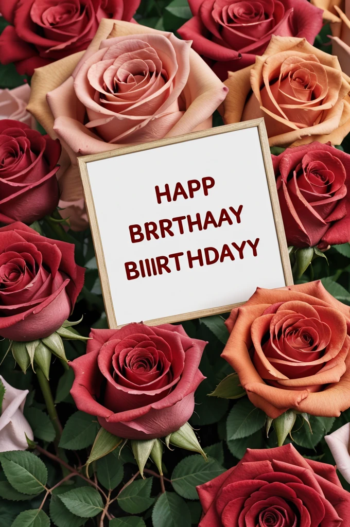 Image with text that says happy birthday ime. In the background some roses and flowers. 