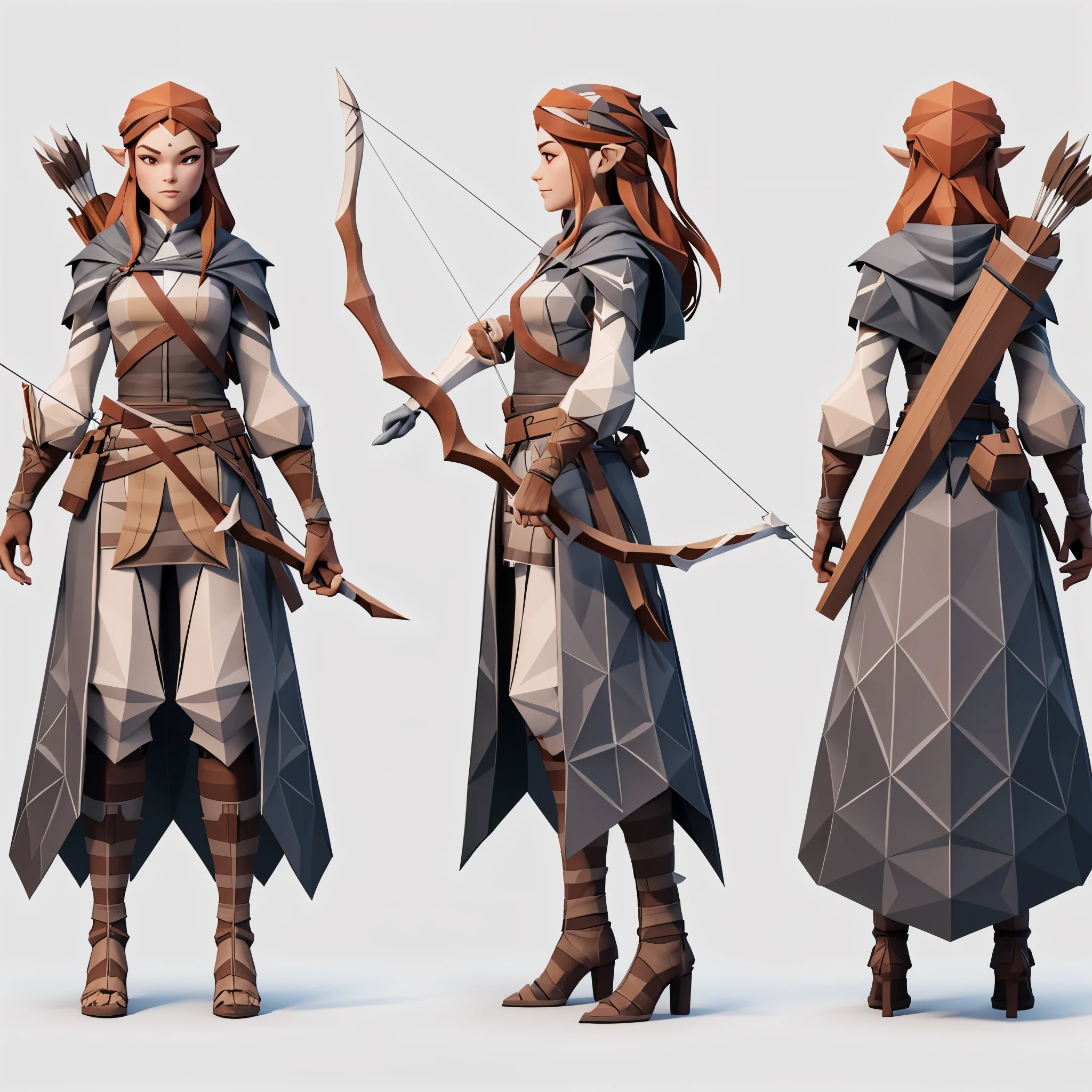 Low poly archer, –stylize 200, white background, ambient occlusion, unity engine