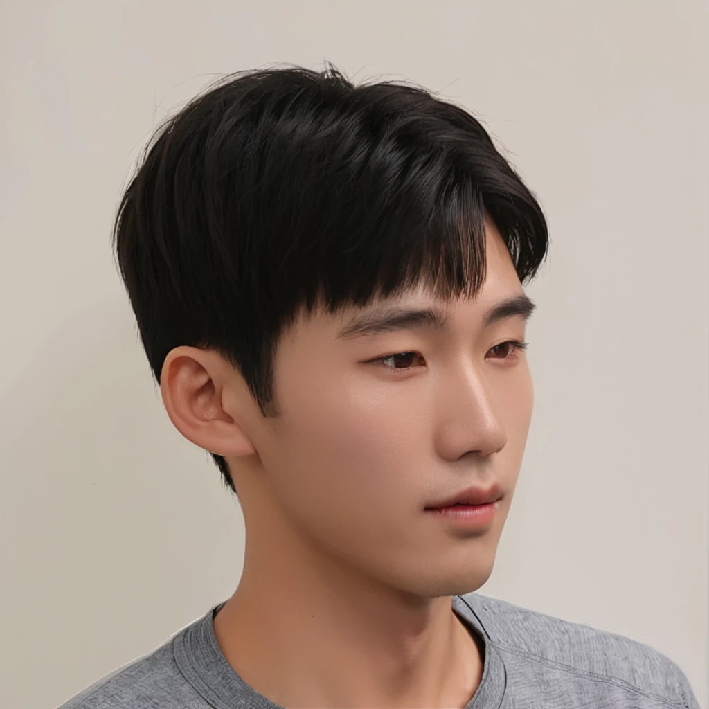 Best Quality, 8k, Masterpiece, (Portrait: 1.3), (photo realistic:1.4), (hyper realistic:1.4), Sharp Focus, looking at viewer, (smoother lighting:1.1), (increase cinematic lighting quality:0.9), realistic lighting, backlighting, light on face, ray trace, (brightening light:1.2), (Increase quality:1.4), sharp detail, (best quality real texture skin:1.4), finely detailed eyes, black_eyes, finely detailed face, 25 year old Korean man, (white formal_shirt:1.4), (Create an image maintaining the original base model hairstyle:1.5)