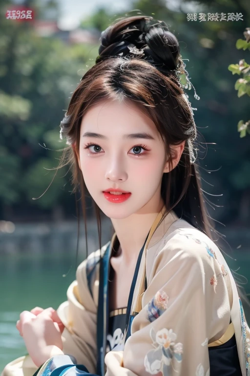 halfbody of 1girl, (8k, best quality, masterpiece), (realistic, photo-realistic:1.37), hanfu clothes, cute and innocent pose, ultra-detailed