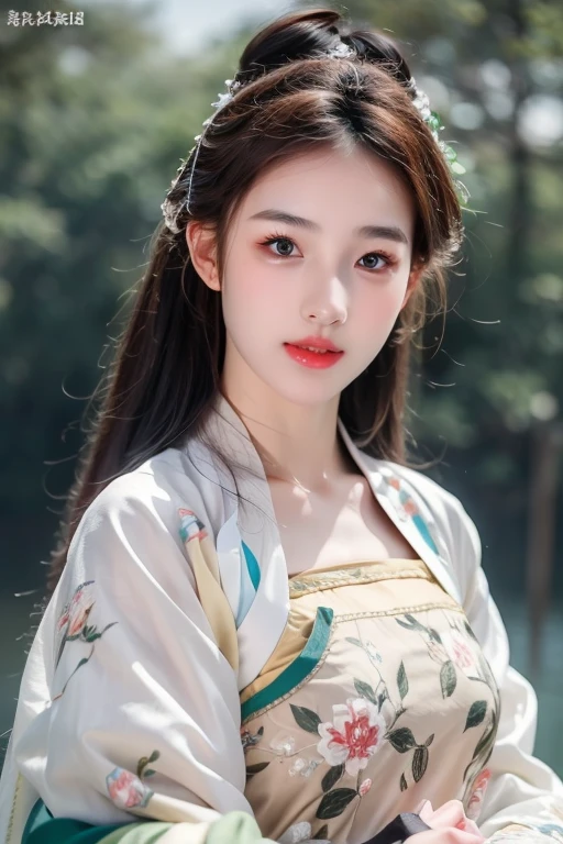halfbody of 1girl, (8k, best quality, masterpiece), (realistic, photo-realistic:1.37), hanfu clothes, cute and innocent pose, ultra-detailed