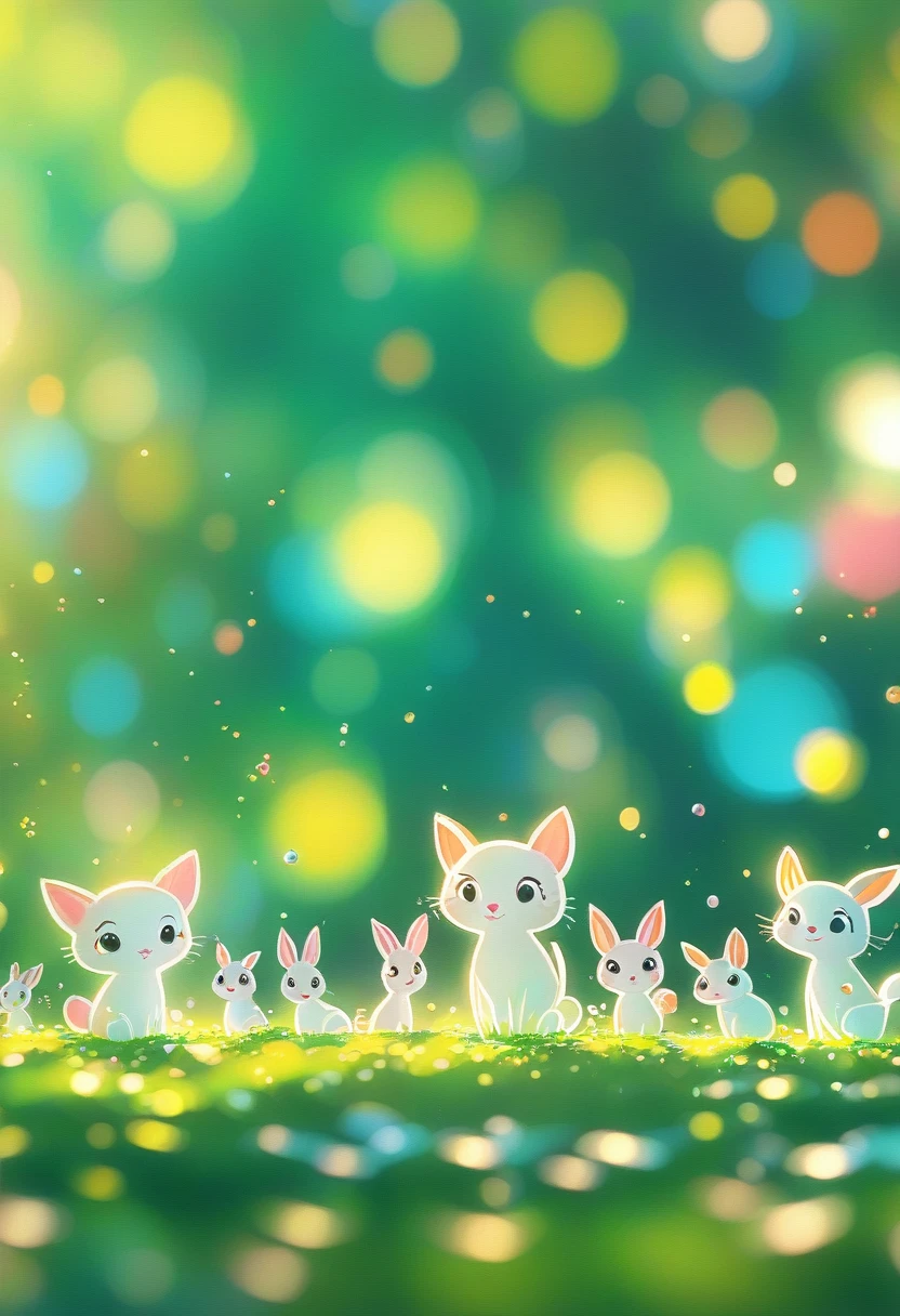 (masterpiece, best quality:1.2), Close up of cartoon animals on green background, cute numbersArt, Beautifully detailed digital art, 4k high definition illustration wallpaper, Cute numbers, Blurred dream picture, 4k hd wallpaper illustration, Cute 3d rendering, A beautiful artistic illustration, 2d illustration, 2d illustration, Blurred dreamy illustration, Epic Concept Art. bokeh