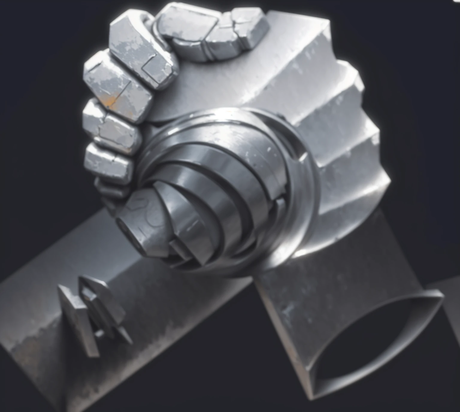 A sculpture, a game medal representing cooperation, two metal hands, metal texture, casual game style, game original painting style, clear sense of volume, clear, no blur, clear, masterpiece, high saturation, high saturation, rich details, detailed HD, 8K