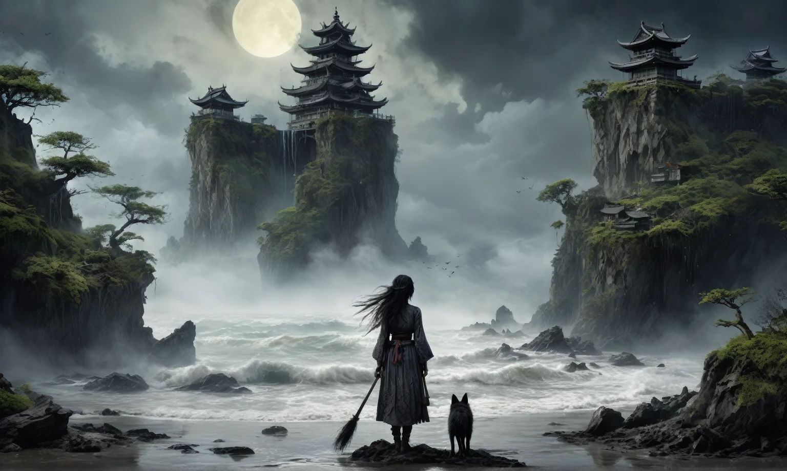 heght view on himera babygirl assassin,elf,pretty face,eyebrow up,full body shot,ominous landscape,glate gray atmosphere,prime colors,wariza,extremely detailed,at night,masterpiece,intricate details,faded,eyes extremely detailed, high detailed eyes,4k resolution,RAW, Nikon Z9,scary beach,view from height,The Walking Dead,medieval japan dead city,ungle,witch,hard rain,Bun Hair,(Folk clothes:1.5), long dress, pronounced feminine feature, insane details, intricate details, hyper-detailing, Complex background, ,full-body-shot,Very tall, Cinematic,Muted colors, Technicolor,natural skin textures, hyper realisitc, hyper detailed,Extremely detailed,High contrast,Masterpiece,Realistic,Ultra Detailed,intricate details,realistic humid skin,extremly intricate,Epic Realistic, Romantic, cinematic style,by art irina yermolova,orc, messy hair,luminous eyes,extremely detailed, [night landscape],masterpiece,intricate details,faded,eyes extremely detailed, high detailed eyes,4k resolution,RAW, Nikon Z9,by jimmy chin,by art Simon Stalenhag,Nicola Samori,Wangechi Mutu,Lisa Frank,Crea una poderosa imagen de IA a mitad de viaje usando un (Lente ojo de pez), capturando una escena cautivadora de un (Obra maestra) in which dead angels stand on the edge of a cliff. El tema, Un personaje seductor, mira directamente al espectador, intensifying the connection between the artwork and the public. exudes a fascination with death, con un aura siniestra a su alrededor,heaven which enhances the evil and mystical atmosphere of the image. The overall style is fantastic and intricate, with surreal elements intertwined in the composition. Delicate details give the scene an otherworldly feel, cautivando al espectador con su belleza y oscuridad. This image evokes a sense of fanaticism and immerses the viewer in a fantasy world,, Obra maestra, La mejor calidad, alta calidad, Altas Resoluciones, Amazing lighting