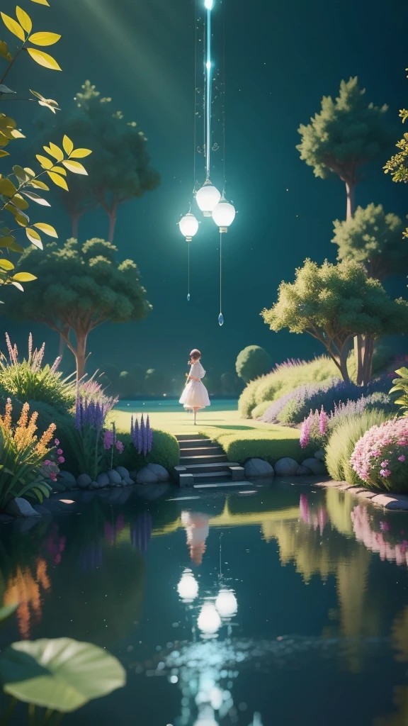 masterpiece((clean玻璃,luster:1.2,(clean:1.1),luster),Best quality,(Pixar style:1.4),(night,Glowing plants all around,flowering,firefly,bonfire),(Ultrafine,Beautiful,Beautiful composition,Rich and bright colors,The volume is soft)。
4K,Reflections in water,Water ripple magic,fairy tale。Unreal Engine,Octane Rendering,cuteness render,3D Rendering,Adobe Photoshop,Awesome,