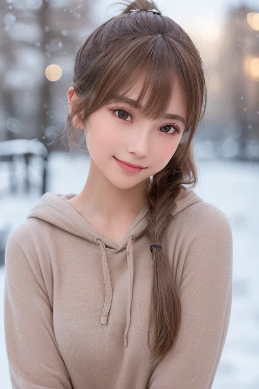 blush,14 years old,Small breasts,winter,European cityscape,night,Long hair ponytail,Outdoor,warm winter clothes,Wearing a hoodie,Wearing jeans,Face close-up,((8K, RAW Photos, Highest quality, Pieces fly:1.2), (reality, Realistic:1.4), (Highly detailed 8K wallpaper), Written boundary depth, Cinema Lighting, Soft Light, Detailed Beauty Eye,Shiny and smooth light brown ponytail, Asymmetrical bangs, Shiny skin, Highly detailed skin ,High resolution, High detail, Detailed hairstyle, Beautiful face with attention to detail, Hyper Real, Perfect limbs, Perfect Anatomy ,1 Japanese girl,Famous Japanese Idols, Perfect female body,A shy smile,short eyelashes,double eyelid,Look straight here,Hairstyle: Ponytail,
information
