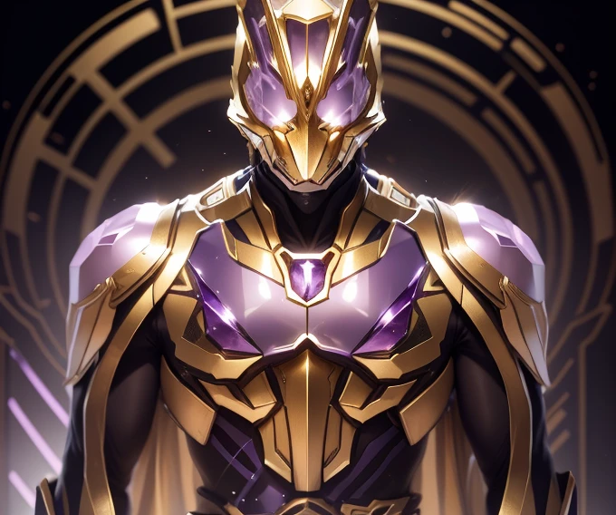 Like transparent crystal,Similar to clear amethyst,Added some gold thread for decoration。The color changes to purple and gold,Some purple and gold(Ensure its layering and armor texture,Purple is the main color,Add some gold for decoration)