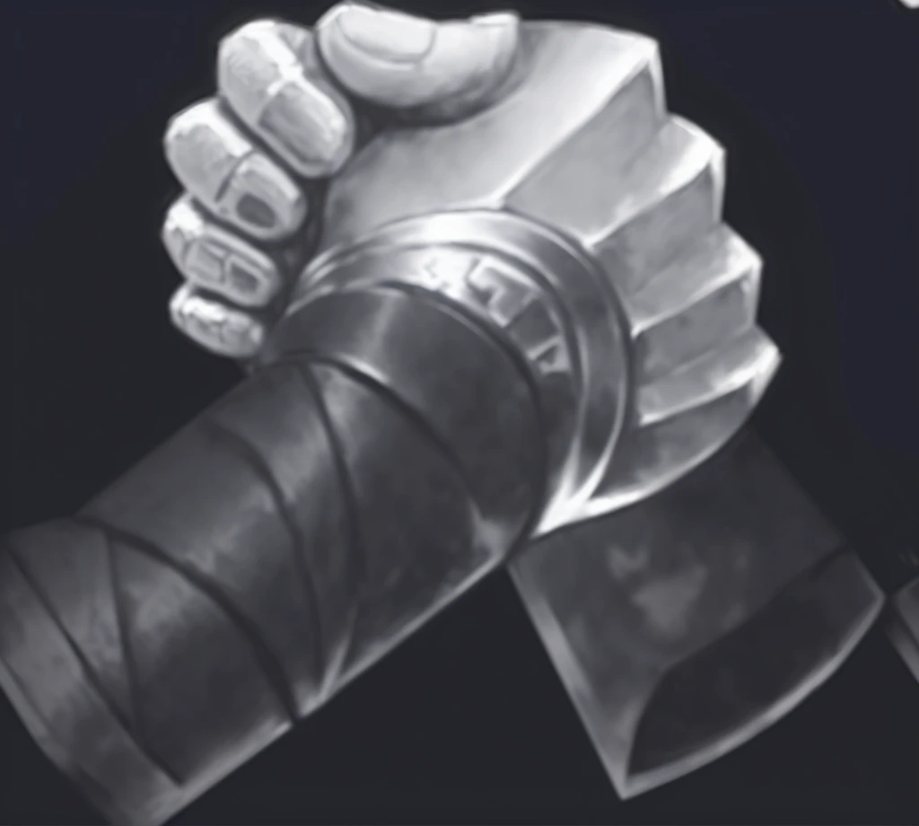 A sculpture, a game medal representing cooperation, two metal hands, metal texture, casual game style, game original painting style, clear sense of volume, clear, no blur, clear, masterpiece, high saturation, high saturation, rich details, detailed HD, 8K