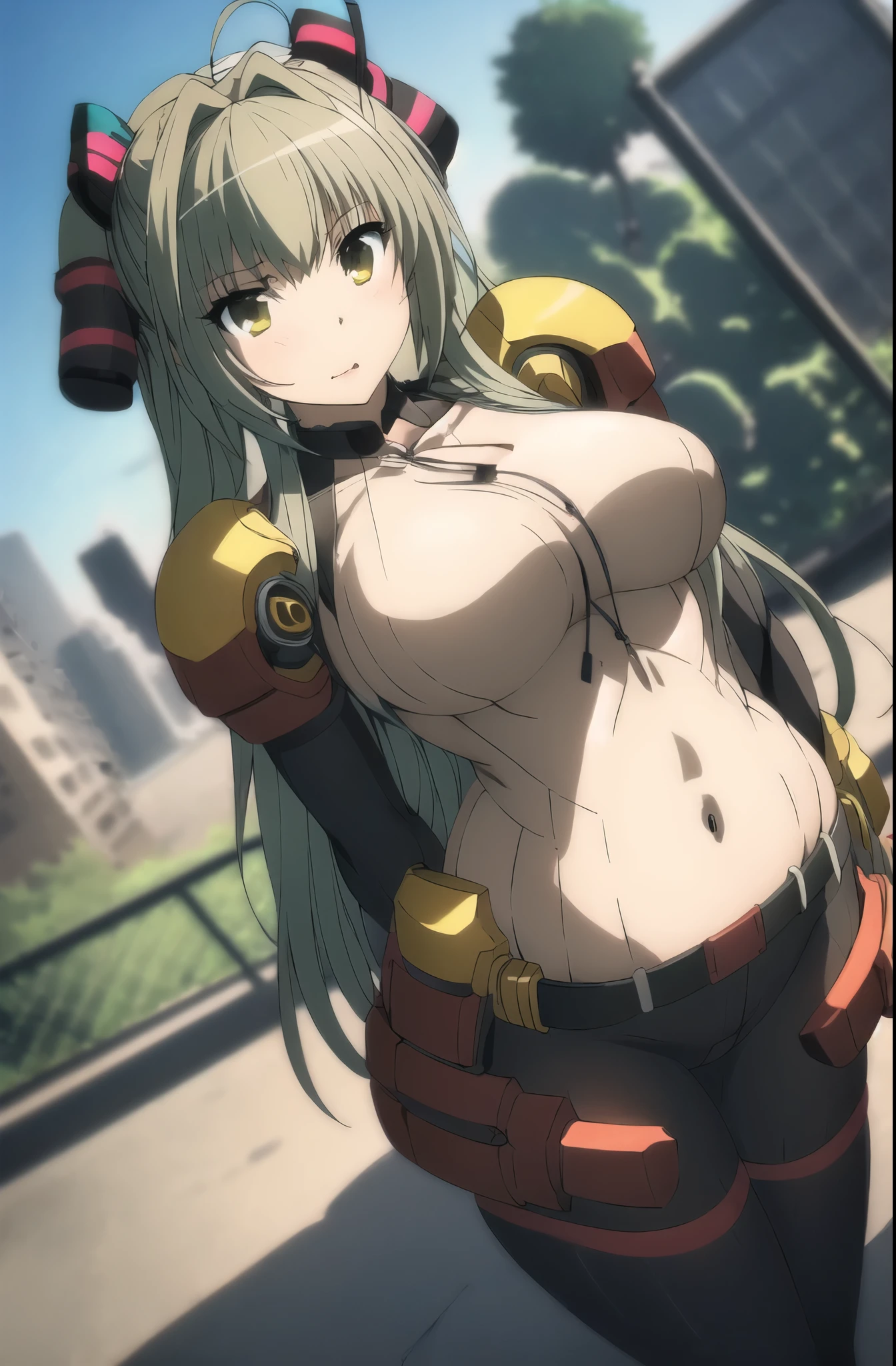 Girl posing in front of a city., cyberpunk oppai, anime rudo 8K, biomechanical OPPAI, Best Anime 4K Konachan Wallpaper, oppai, seductive anime girl, android heroine, naughty anime girl, female action anime girl, Hatsune Miku not Warhammer 40k, female cyberpunk anime girl