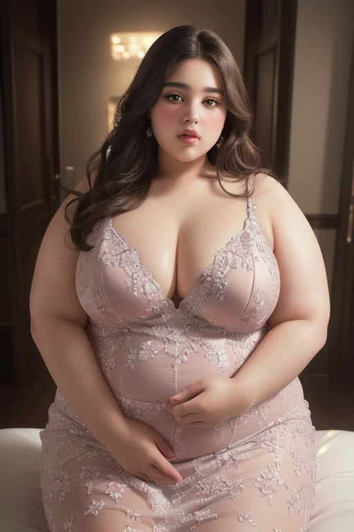 a morbidly obese woman, extremely detailed face and body, beautiful detailed eyes, beautiful detailed lips, 1girl, obese, overweight, realistic, photorealistic, photo-realistic:1.37, (best quality,4k,8k,highres,masterpiece:1.2),ultra-detailed, vivid colors, studio lighting, physically-based rendering, sharp focus, professional