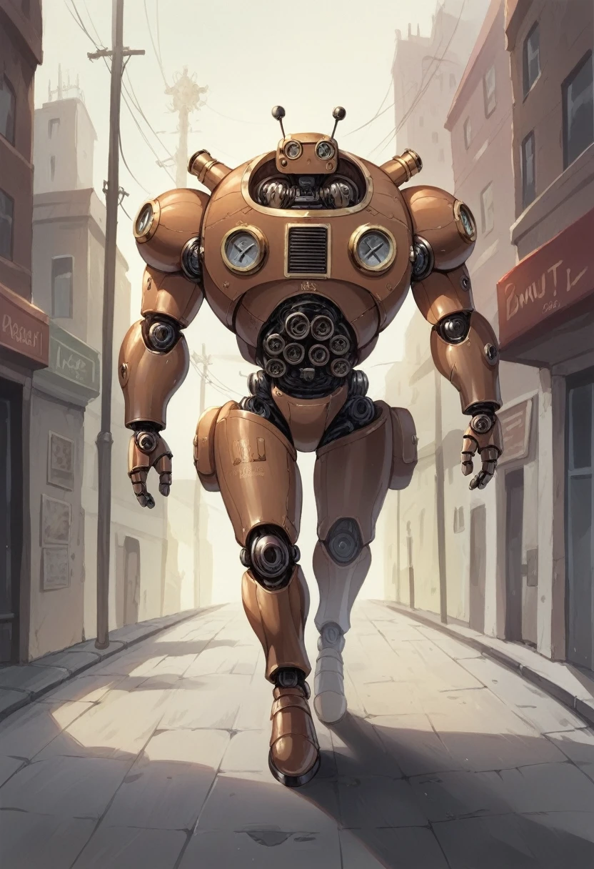 They are two robots walking down the street with guns., Detailed cinematography, Steampunk Digital Art, Big Studio VFX, A still from the TV series, Anthropomorphic woman, Featured on Vimeo, yasuke 5 0 0 px Model, Robert Koehler, Interconnected human life, Shooting with anamorphic lenses
