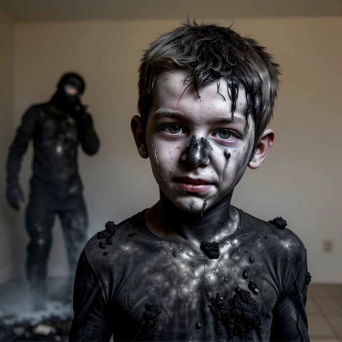 Brother of a boy covered in soot after being caught in an explosion while doing mischief