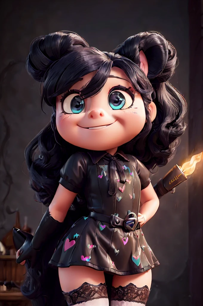 (((disney style))), (((Fluttershy))), goth, ((my little pony)), (((detailed eyes))), (((mismatched stockings with heart print))), big perky butt, (voluptuous medium-large breasts), bra with print, serious dominant face, ((long goth lace dress)), ((black eyeshadow, big black lips, spiked collar, long eyelashes, black nails, ultra detailed contours, lace sleeves)), (((hot journal pose:1.4))), (after sex), (cutie mark), (glossy body:1.3)