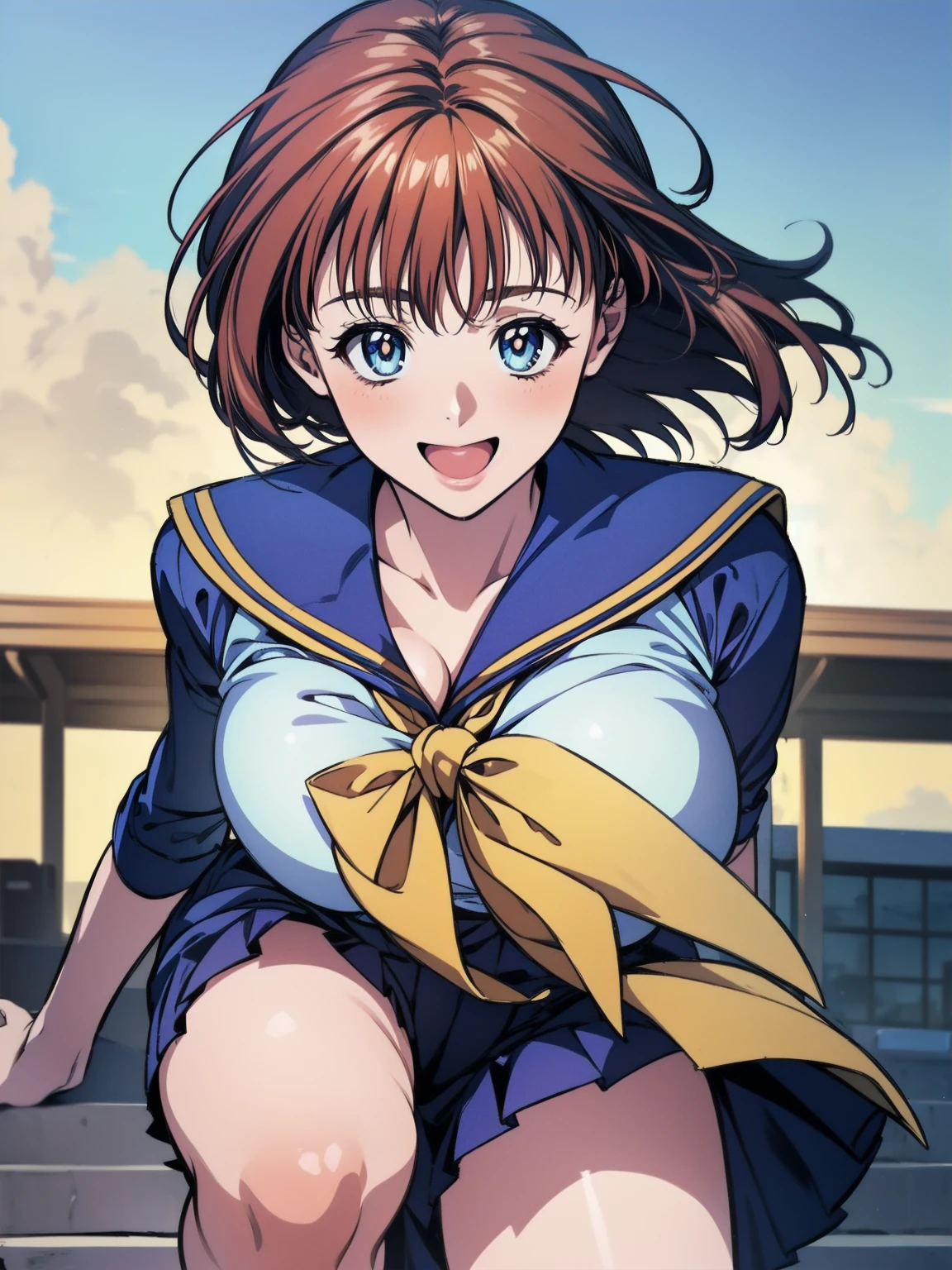 (Very beautiful face and eyes:1.2),(Laugh together),((Big Breasts))、Skirt fluttering in the wind、Fresh Skin、Beautiful feet,Sailor suit、,Redhead、Yellow headband、Hold down your skirt、
(Highest quality,masterpiece:1.2),1 Girl,Looking at the audience,
Natural light,Hair blowing in the wind,Beautifully detailed skies,、Peeing