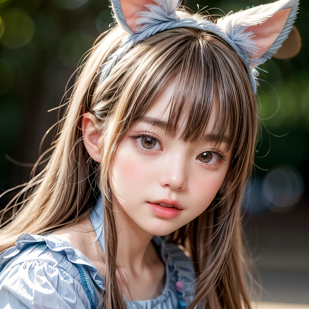 NSFW, 8k, High-level, absurd, masterpiece, best quality, primitive, very detailed CG, very detailed wallpaper, perfect lighting, Extremely detailed (((The personifying " Alice in Wonderland " as a Little Girl))), MysticSight, Tyndall effect, Tyndall scattering, Studio gray background with (many Dazzling RainbowColor particles BokeH:1.28), (RoundlyButts, ThighGap), (Exposed:0.4), (Assfocus with looking ahead), BREAK (NOGIZAKA face variations) Extremely Detailed very KAWAII face variations, perfect anatomy, Childish, captivating gaze, elaborate detailed Eyes with (sparkling highlights:1.28), long eyelashes、Glossy RED Lips with beautiful details, Coquettish tongue, Rosy cheeks, Radiant PearlSkin with clear transparency . { (Dynamic LifeLike expressions:1.4) | :d) }, (large eyes:-1) .