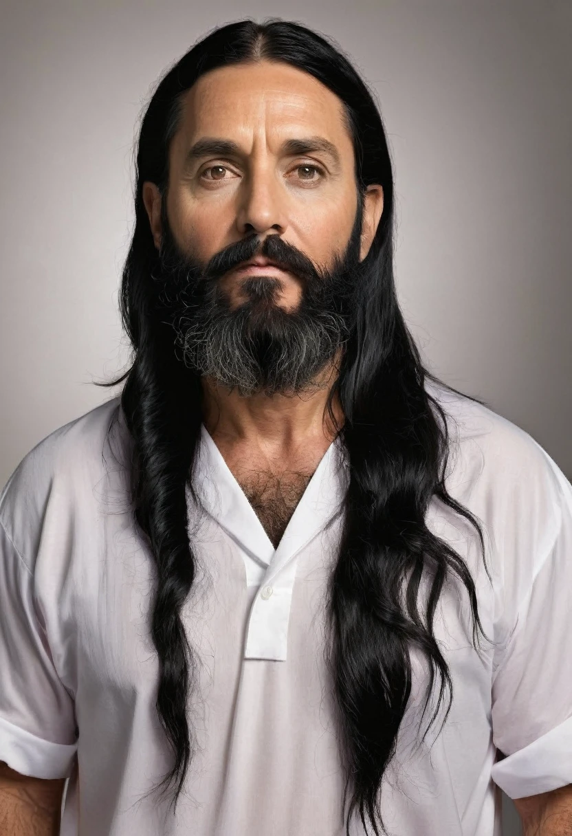 naughty man, 40 year old ,long black beard , Bblack hair,similar to Jesus Christ
