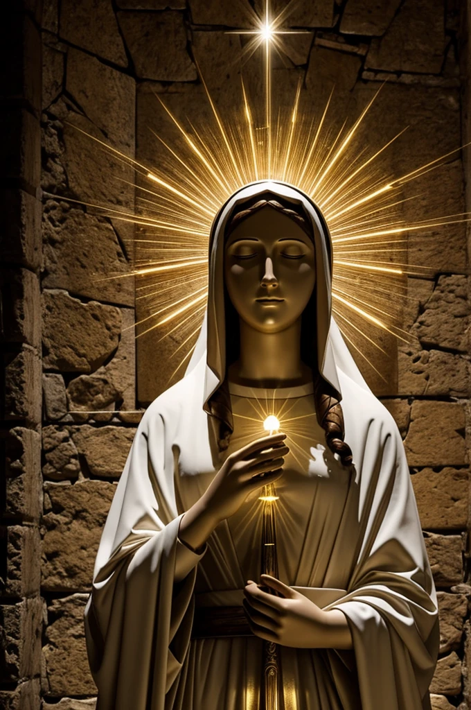 The Virgin Mary among impressive flashes of light
