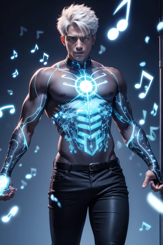 man with powers based on musical notes