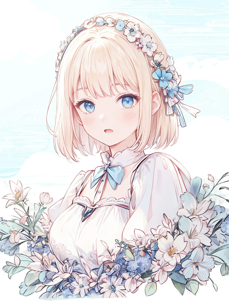 ((4K, master piece, Best Quality)), Cute s,Wind,pale blond hair, Blue eyes,very long twintails,Blue sky,Laugh,double tooth,Closed eyes,Looking at Viewer,Lens Flare, Coastal, swim wears