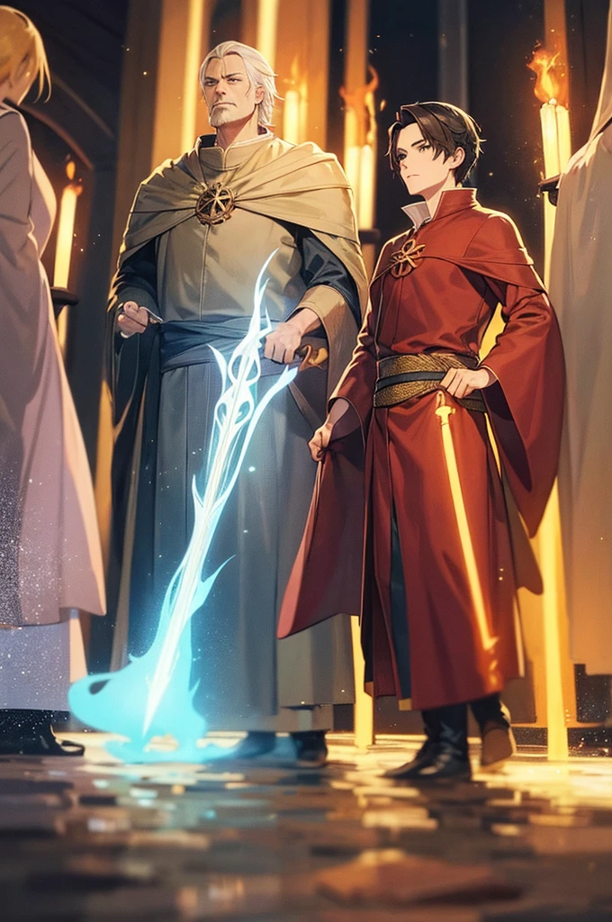 1 men, fire mage, wizard&#39;s hood, holding a wizard&#39;s staff, bonitas, stark