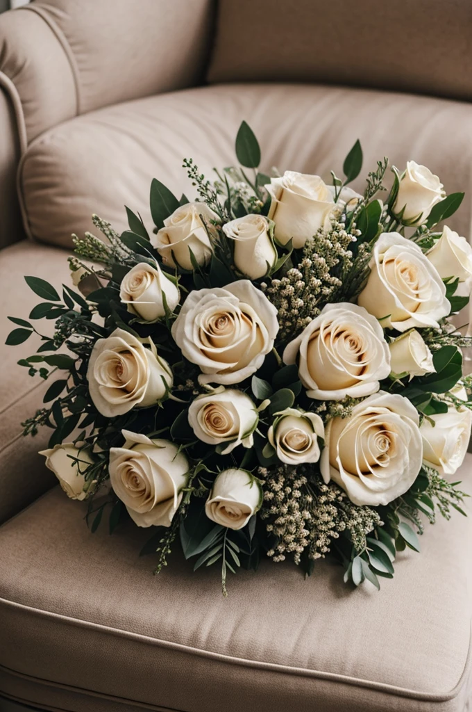 A close-up view of an illustration of a large petrified rose with intricate details surrounded by a soft glow,
detailed bouquet