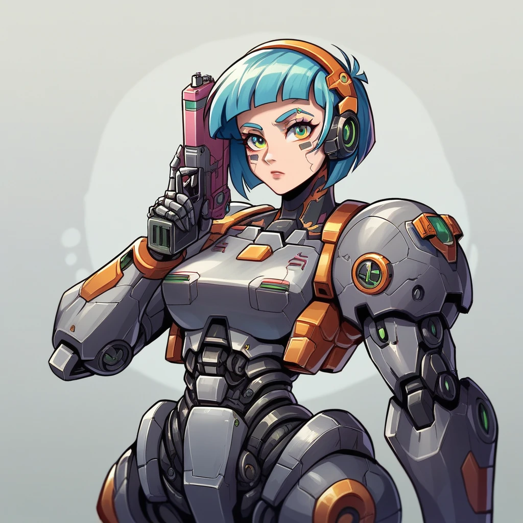 araffe woman in a futuristic suit with a gun in her hand, girl in mecha cyber armor, mechanized soldier girl, cgsociety and fenghua zhong, perfect android girl, cute cyborg girl, cyberpunk anime girl mech, female mecha, beutiful girl cyborg, cyborg girl, wojtek fus, portrait armored astronaut girl, mechanized valkyrie girl
