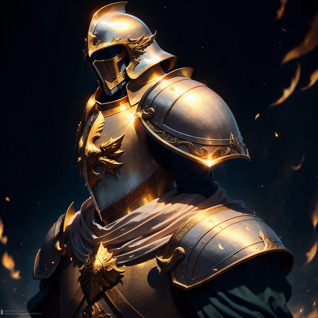 clearing, here is a refined description:

A stately cleric stands out in the bright sun, wearing full plate armor that is both functionally and aesthetically stunning. The polished surface of the armor reflects sunlight, Glistening with engraved symbols of dawn and rebirth, a silent testimony to the hope and new beginning promised by Lathander. The helmet, robust and imposing, It is adorned with golden details that resemble the first rays of the rising sun, culminating in a subtle red crest at the apex. The helmet visor, although it completely hides the cleric&#39;s face, It is pierced with strategic openings that allow vision without revealing its mysterious eyes. Burn spots mark the skin around reddened eyes, visible only through visor openings. Your red hair, long and alive like dancing flames, escape freely through the back of the helmet, cascading over your back in fiery waves.

