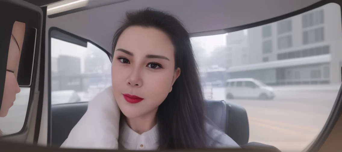There was a lady in a white coat sitting in the car, 8k selfie photo, xintong chen, 28 years old, She is facing the camera, Wearing professional makeup, beautiful south Korean woman, 27 years old, Avatar Profile Picture, Inspired by Cheng Jiasui, an asian woman, Chinese woman, 1 8 Yes, Korean woman