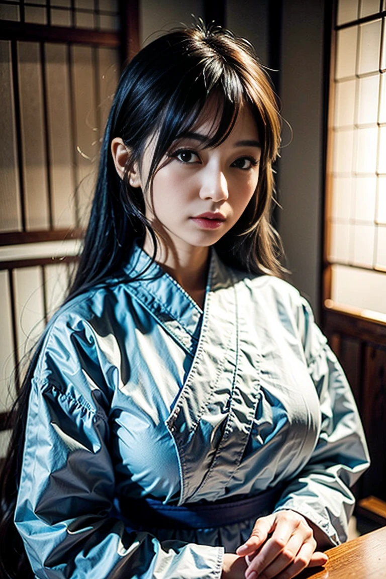 a japanese  girl in Japanese  uniform with  oversized breasts, very detailed face, beautiful eyes, beautiful lips, long eyelashes, flowing hair, intricate , delicate details