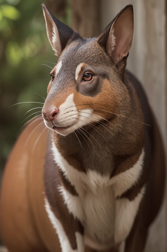 Strong animal agouti with eye patch and scar on face