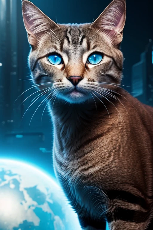 "(Best Quality,ultrarealistic:1.2),futuristic cat with 4 legs,Killer look,futuristic background,murderous instinct,detailed skin,Sharp claws,intense look,bright Eyes,high-tech atmosphere,Sci-fi lighting,vivid colors"