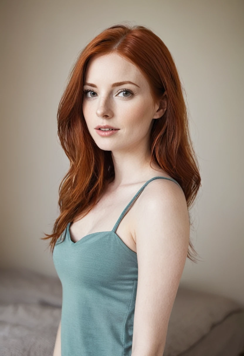 Pretty redhead woman undressed