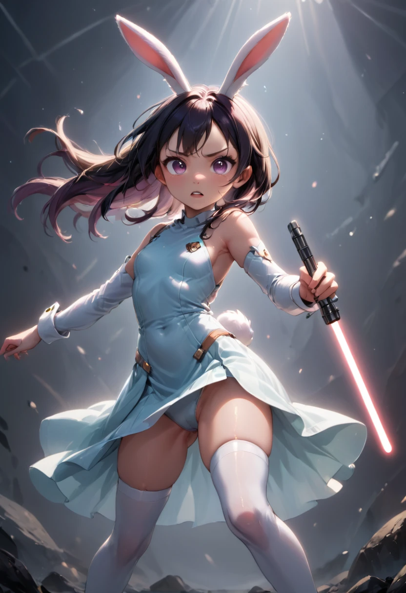 Little bunny with a lightsaber、A dynamic appearance、