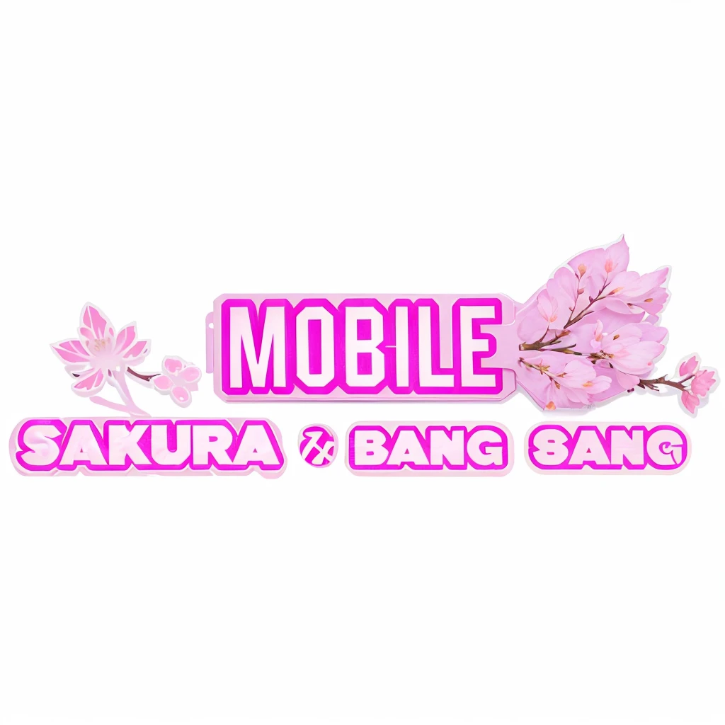 Teks Fantastic, Logo name, Mobile SAKURA: Bang Bang, Realistic, ultra detail 70mm lens