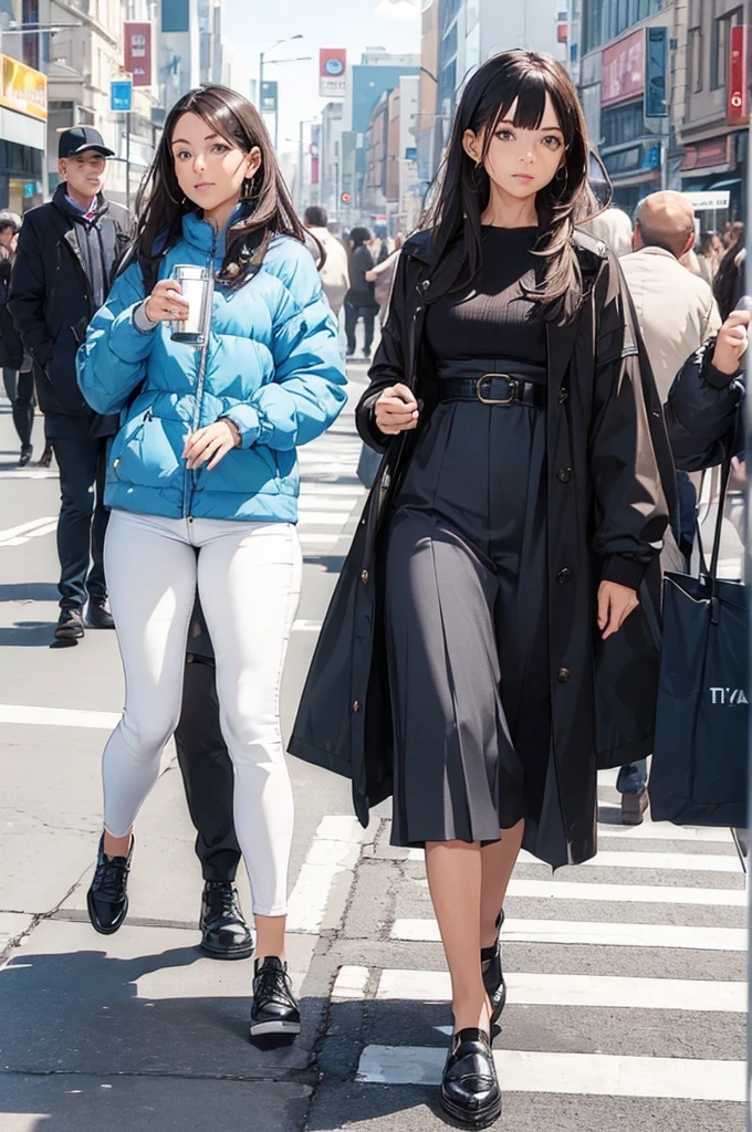 (people watching themselves:1.5), (Taking one step further:1.4), (Woman's hopeful expression:1.5), (a helping hand:1.4), (bright sky background:1.3), (high resolution)