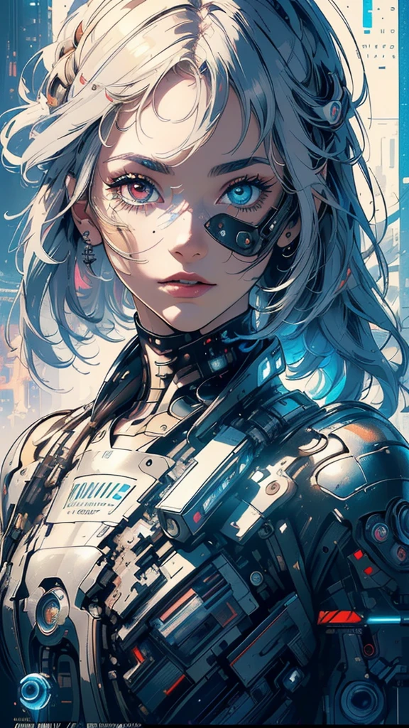 (((masterpiece, highest quality))),(((solo:1.2))),(((1girl:1.2))),32k wallpaper, very detailed,(((((portfolio))))),(((((Close-up))))),(((((bust up))))),((((more various angle)))),(((highlight))),((((heterochromia)))),(((complete. detailed face))),((((Extremely talented)))),(((((most complicated machine))))),(((genius mechanic))),((Overall colorfully)),(((((futuristic movie poster))))),(((poster)))