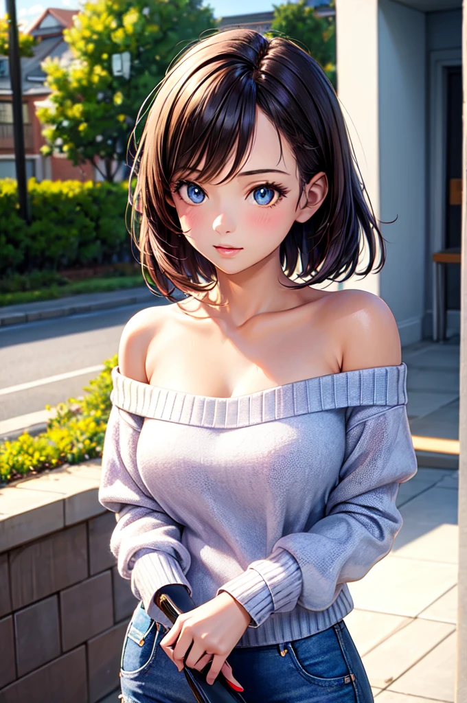 ((Best Quality)), ((masterpiece)), (Detailed), 1 girl, off shoulder sweater,