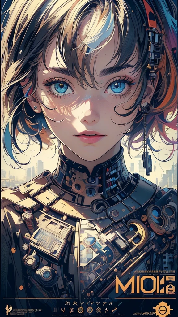 (((masterpiece, highest quality))),(((solo:1.2))),(((1girl:1.2))),32k wallpaper, very detailed,(((((portfolio))))),(((((Close-up))))),(((((bust up))))),((((more various angle)))),(((highlight))),((((heterochromia)))),(((complete. detailed face))),((((Extremely talented)))),(((((most complicated machine))))),(((genius mechanic))),((Overall colorfully)),(((((movie poster))))),(((cinematic poster)))