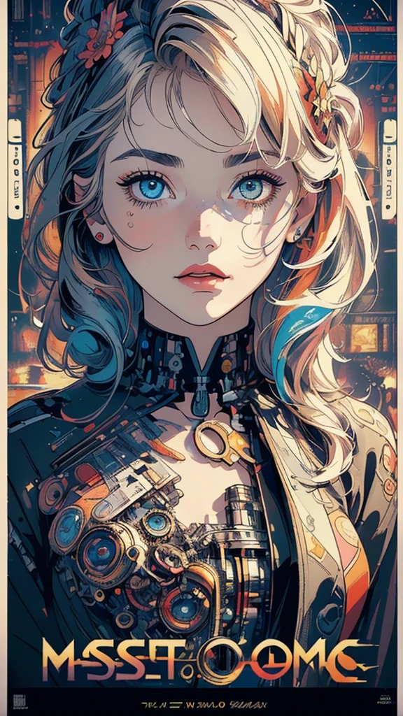 (((masterpiece, highest quality))),(((solo:1.2))),(((1girl:1.2))),32k wallpaper, very detailed,(((((portfolio))))),(((((Close-up))))),(((((bust up))))),((((more various angle)))),(((highlight))),((((heterochromia)))),(((complete. detailed face))),((((Extremely talented)))),(((((most complicated machine))))),(((genius mechanic))),((Overall colorfully)),(((((movie poster))))),(((retro poster)))