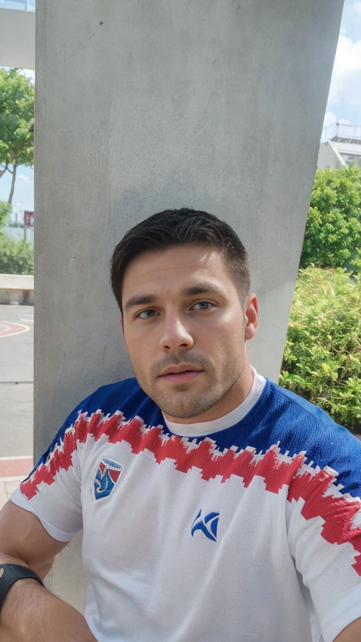 Masseter muscle film、well built、European male stars、(Handsome(brunette)、male people、35yo、cool guy、gay twinks、underdressing、cool guy、musculous、eBlue eyes、short detailed haide in and out、NSFW、Large size、Authentic texture、barechested、large bulge、Rugby player、soles of feet、wasteland、side angle、Background cathedral、Authentic texture、8K、8k ultra high definition、profesional lighting、professional photoshooting