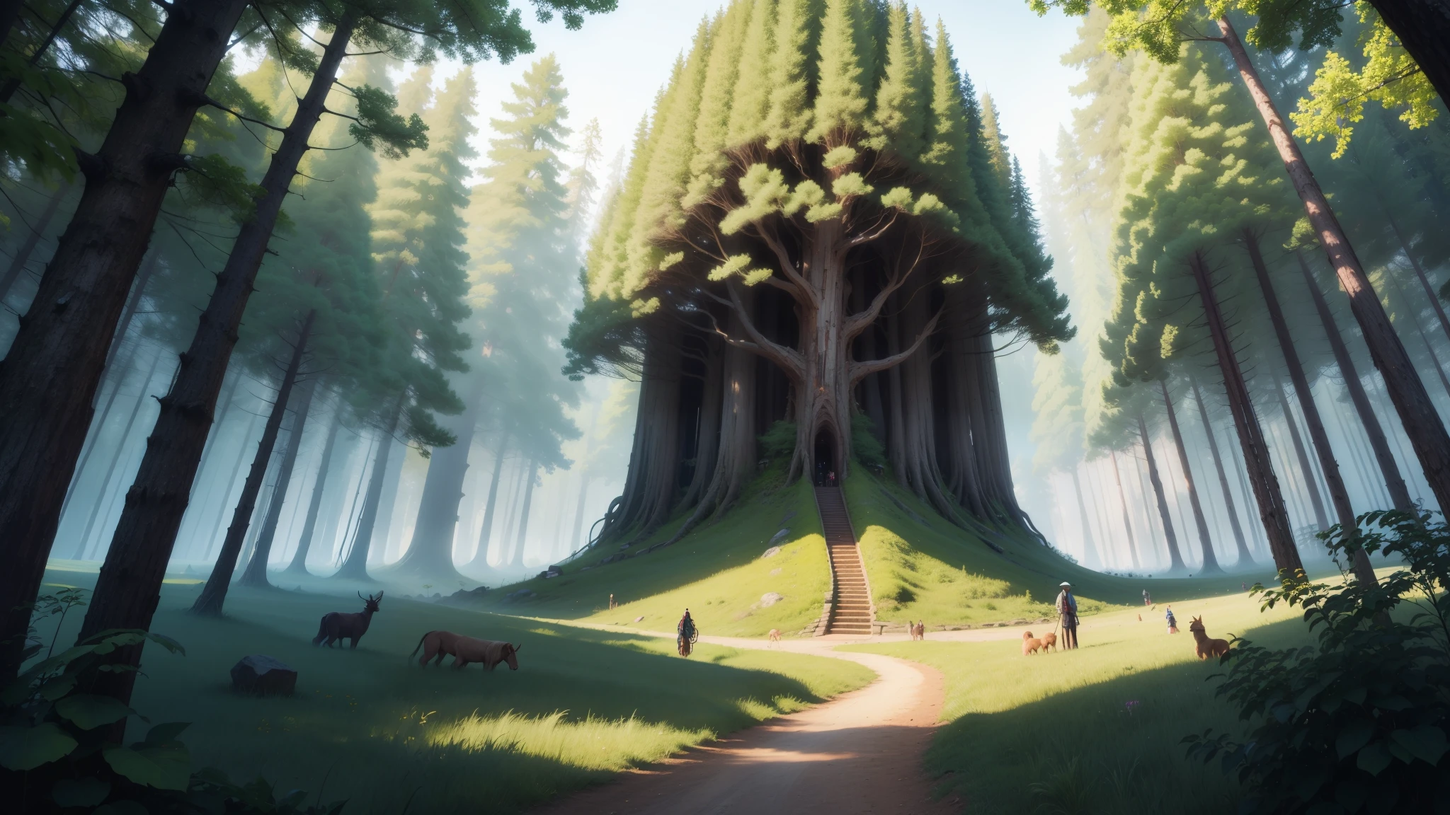 (Different world scene,forest),summer,towering,Intensive,Spectacular