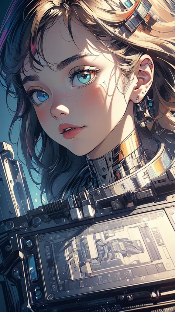 (((masterpiece, highest quality))),(((solo:1.2))),(((1girl:1.2))),32k wallpaper, very detailed,(((((portfolio))))),(((((Close-up))))),(((((bust up))))),((((more various angle)))),(((highlight))),((((heterochromia)))),(((complete. detailed face))),((((Extremely talented)))),(((((most complicated machine))))),(((genius mechanic))),((Overall colorfully)),(((cyborg))),(((text))),(((typography)))