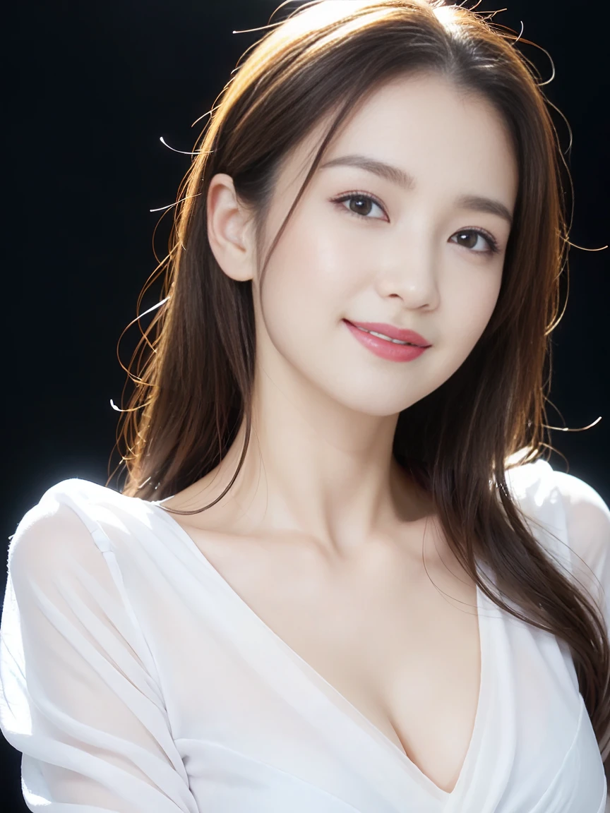 (Highest quality、Tabletop、8K、Best image quality、Award-winning works)、One beautiful woman、Beautiful and elegant long hair、Beautiful black hair、(alone:1.1)、(Perfect colorful V-neck long sleeve knit:1.4)、(The simplest black background:1.4)、とてもBig Breasts、Accentuate your body lines、Beautiful and exquisite、look at me、(Perfect Makeup:1.1)、Bright lipstick、Ultra-high definition beauty face、Ultra HD Hair、Ultra HD Shining Eyes、Ultra High Resolution Perfect Teeth、Super high quality glossy lip、Accurate anatomy、Very beautiful skin、Glowing skin in ultra-high resolution、An elegant upright posture when viewed from the front、(very bright and vivid:1.2)、(Slender body:1.2)、(Cleavage:1.1)、(Big Breasts:1.1)、Shiny, Bright lipstick、(Face close-up:1.2)、(58-year-old:1.4)、(Wrinkled adult face:1.5)、((Randomly oriented body))、West Shot、