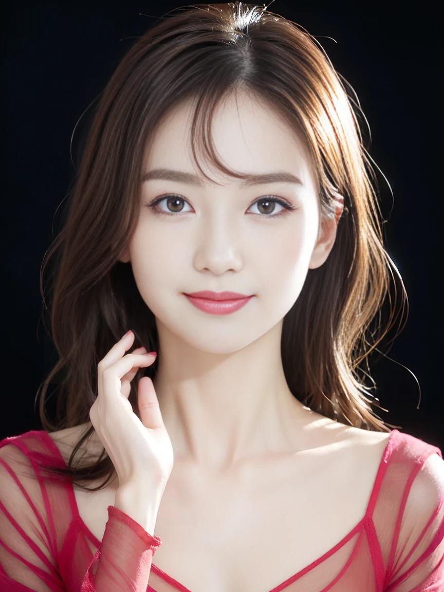 (Highest quality、Tabletop、8K、Best image quality、Award-winning works)、One beautiful woman、Beautiful and elegant long hair、Beautiful black hair、(alone:1.1)、(Perfect colorful V-neck long sleeve knit:1.4)、(The simplest black background:1.4)、とてもBig Breasts、Accentuate your body lines、Beautiful and exquisite、look at me、(Perfect Makeup:1.1)、Bright lipstick、Ultra-high definition beauty face、Ultra HD Hair、Ultra HD Shining Eyes、Ultra High Resolution Perfect Teeth、Super high quality glossy lip、Accurate anatomy、Very beautiful skin、Glowing skin in ultra-high resolution、An elegant upright posture when viewed from the front、(very bright and vivid:1.2)、(Slender body:1.2)、(Cleavage:1.1)、(Big Breasts:1.1)、Shiny, Bright lipstick、(Face close-up:1.2)、(58-year-old:1.4)、(Wrinkled adult face:1.5)、((Randomly oriented body))、West Shot、