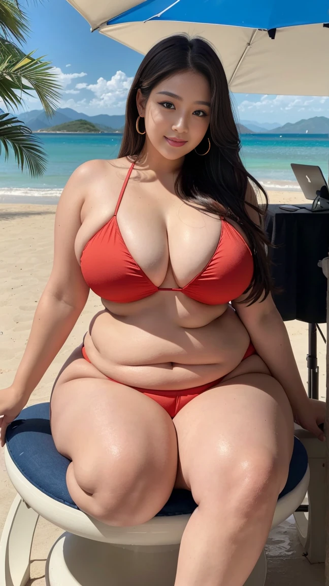 ((Best Quality, 8K, Masterpiece: 1.3)), Chubby woman smile ((best quality)), ((masterpiece)), (detailed), perfect face, USA woman fat in a dark-blue shirt and blue denim skirt walking down a street, thicc, she has a jiggly fat round belly, bbwchan, wearing tight sexy clothes, skinny waist and thick hips, widest hips, her belly is fat and round, soft curvy shape, hyperrealistic full figure, wearing a cute top, wide hips, cropped shoulders,Bare belly,(big assa:0.7),show legs,, thicc, beautiful thick female, beautiful curvy female,, Tall and tall,clear curvy details, curvy hourglass figure, alluring plus sized model, bbwchan, Voluptious body, Curvy model, Curvy body, Be red in the face, 1girll fat , a matural female, A MILF, the golden ratio,(Kpop idol),(Oil skin:1.2),(Oil skin:1.1) background High quality, HD, realistic, HDR. mountain refuge in grey stone, blends into the panoramic view of the mountain, spring landscape (green and flowery), edelweiss, lake, stream that winds, sunset, cool breeze. welcome mountaineers and hikers.