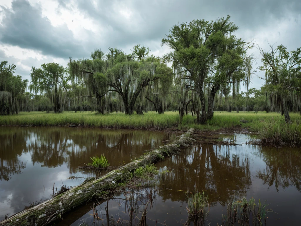 Swamp Dark Low Dead Tree Dead Trees Growing Near Water　Cloudy　Nobody is here