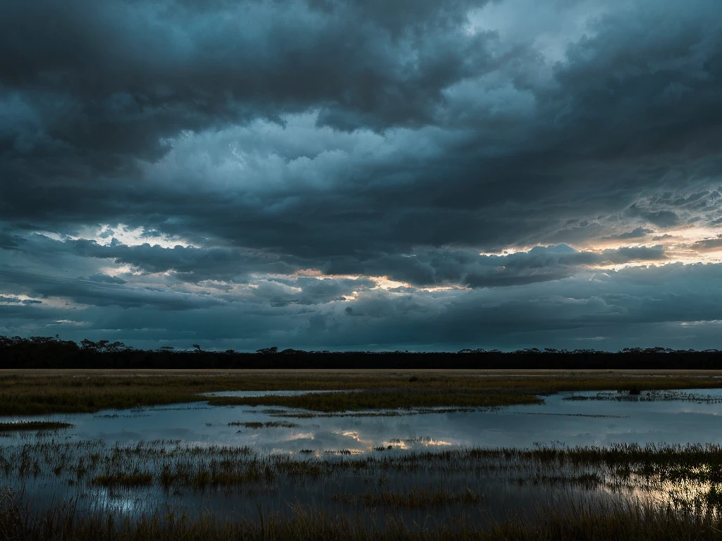 Swamp Dark Deserted Mud Cloudy Sky